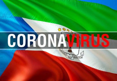 Ekvator Ginesi bayrağında Coronavirus Monitörü. Coronavirus tehlikesi ve Ekvator Ginesi konseptinde enfeksiyon. 3 boyutlu Corona virüsü konsepti. sağlık hastalığı kavramı