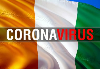 Fildişi Sahili bayraklı Coronavirus Monitörü. Coronavirus tehlikesi ve Fildişi Sahili konseptinde enfeksiyon. 3 boyutlu Corona virüsü konsepti. Sağlık hastalığı konsepti. Coronavirus Epidemi