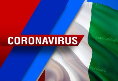 Fildişi Sahili bayrak arka planında Coronavirus COVID-2019 haberleri. Ölümcül Corona virüsü 2019-NCoV. 3 boyutlu koronavirüs bakterisi. Fildişi Sahili bayraklı illüstrasyon