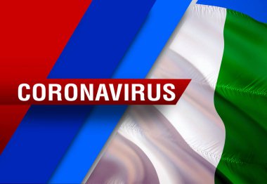 Nijerya bayrak geçmişi hakkında Coronavirus COVID-2019 haberleri. Ölümcül Corona virüsü 2019-NCoV. 3 boyutlu koronavirüs bakterisi. Nijerya bayrağı çizimi NEWS tarzı, tehlikeli virüs