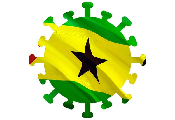 Símbolo Del Coronavirus Santo Tomé Príncipe Novel Coronavirus 2019 Ncov — Foto de Stock