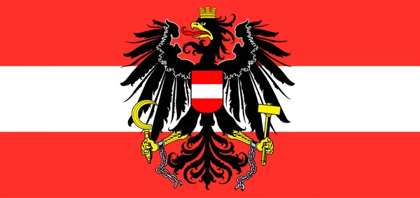 Flaga Austrii Projekt Flagi Narodowej Godłem Orła Czerwono Biała Flaga — Zdjęcie stockowe