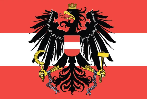 Österrikes Flagga Nationell Flaggdesign Med Örnemblem Röd Och Vit Flagga — Stockfoto