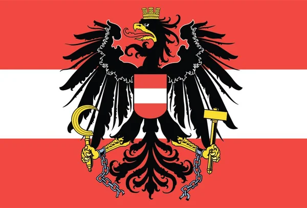 Österreich Fahne Nationalflaggen Design Mit Adler Emblem Rot Weiße Fahne — Stockfoto