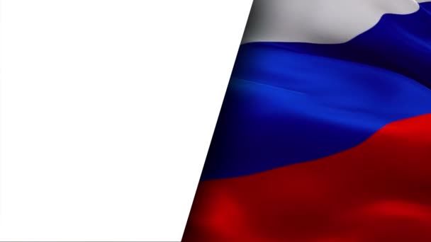 Russische Federatie Vlag Zwaaiend Wind Video Beelden Full Half Witte — Stockvideo