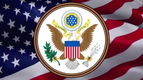 Vereinigte Staaten Siegel auf der Flagge der USA auf einem Hintergrund der Vereinigten Staaten. Hintergrund der amerikanischen Flagge für Feiertage in den Vereinigten Staaten. Hintergrund: amerikanische Flagge. Feiertag des Präsidenten USA -Washington, 2. Mai 2019