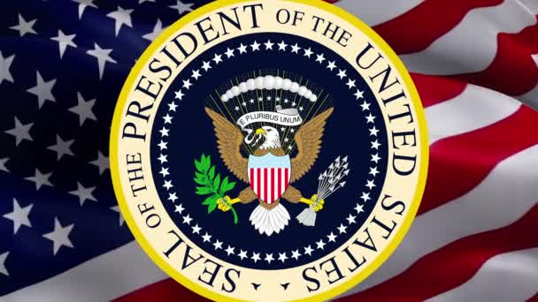 Amerikanischer Adler. Großes Siegel der Vereinigten Staaten auf der Flagge der USA. Amerikanischer Präsident US Great seal. National Eagle Sign auf der Flagge der USA Background.US Wappen-Washington, 2. Mai 2019