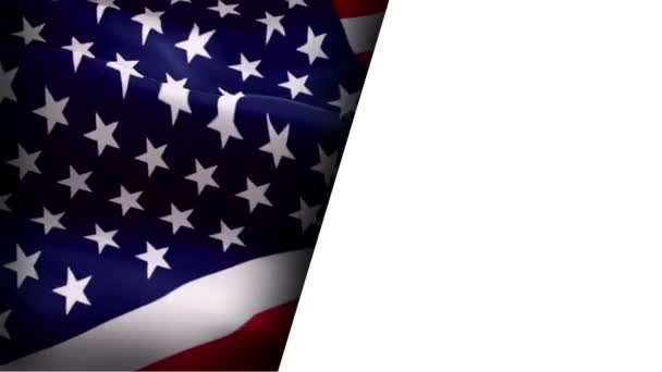 Видео Американским Флагом Белом Фоне Видео Американского Флага Slow Motion — стоковое видео