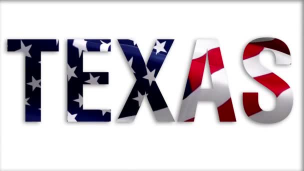 Texas Κείμενο Αμερικανική Σημαία Βίντεο Ηνωμένες Πολιτείες Αμερικής Σημαία Slow — Αρχείο Βίντεο