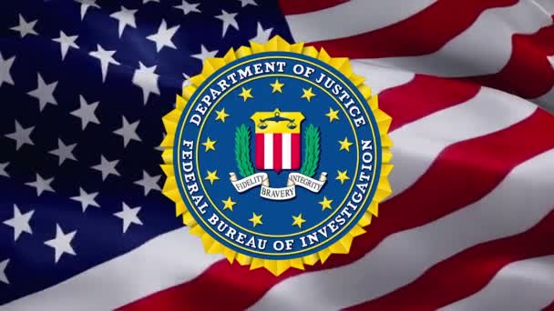 Vidéo Drapeau Fbi Agitant Vent Federal Bureau Investigation Flag Background — Video