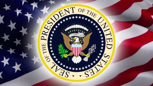 Seal President United States Usa Flag Background Seal Presidents Day Royalty Free Stock Video
