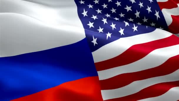 Usa Und Russland Flagge Nahaufnahme 1080P Full 1920X1080 Footage Video — Stockvideo