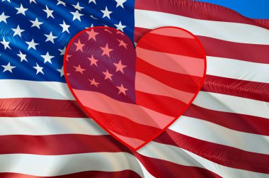 Amerikan bayrağı. 3D Birleşik Devletler bayrağı sallıyor. ABD 'nin kusursuz animasyon işareti, 3D görüntüleme. ABD bayrağı HD çözünürlük arka planı. ABD bayrağı, sunum için Full HD. Birleşik Devletler fla