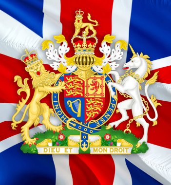 Birleşik Krallık arkaplanının Kraliyet arması. Büyük Britanya 'nın ulusal amblemi. İngiliz bayrağı geçmişi. İngiltere Bayrağı, Londra. 1 Mayıs İngiliz Arma Birliği, Silahlı Kuvvetler
