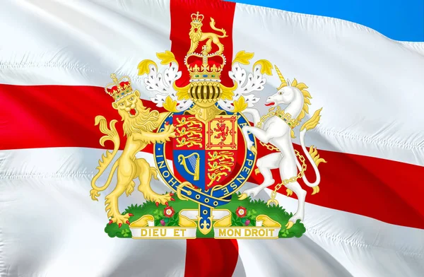 Engeland Vlag Met Koninklijk Wapen Van Het Verenigd Koninkrijk Britse — Stockfoto