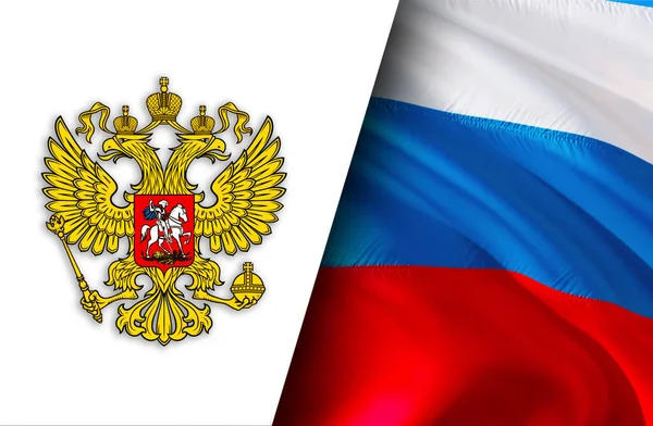 Ruská Federace Vlajka Vlnící Větru Full Polovina Bílého Pozadí Realistická — Stock fotografie
