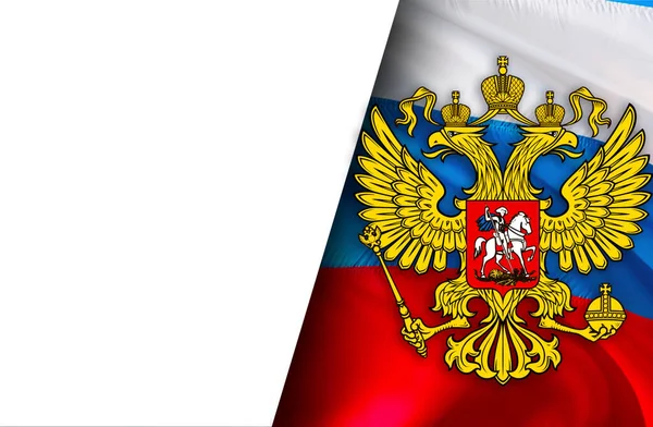 Russian Federation Flag Waving Wind Full Half White Background Realistic — Stock Photo, Image