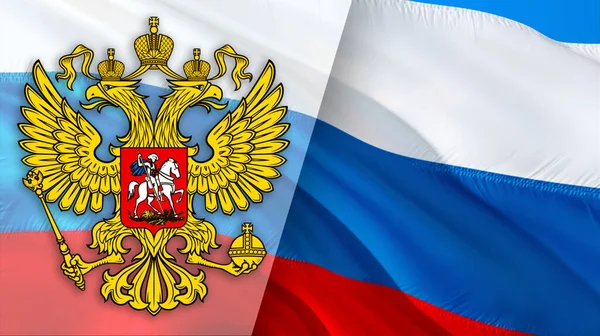 Russia emblem on Russian Federation flag design on Russia