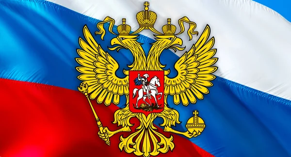 Ruská Vlajka Erbem Ruska Kremelský Prezidentský Erb Ruska Ztvárnění Ruský — Stock fotografie