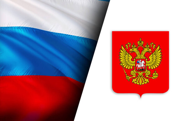 Россия машет флагом. Государственный 3-й российский флаг с орлиной эмблемой, машущей рукой. Символ России - мультипликация без морщин. Российский флаг в разрешении HD. Russian flag Closeup Full HD for presentatio