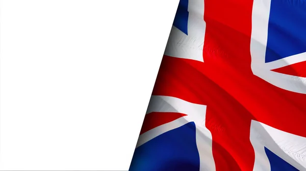 Британський Прапор Махає Вітром Повний Наполовину Білий Фон Realist Flag — стокове фото