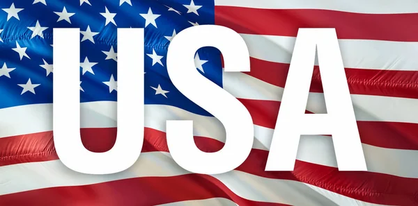 United States Flag Closeup Usa Full Image Waving Wind National — Stock Photo, Image