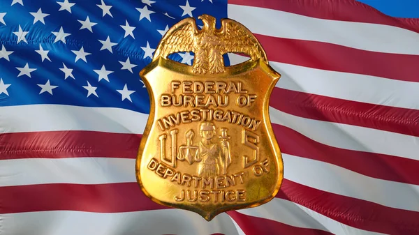 Fbi捜査局Fbiの旗が風になびいています 国家安全保障Fbi連邦捜査局旗の背景 3Dレンダリング 米国Fbi旗 Washington May 201 — ストック写真