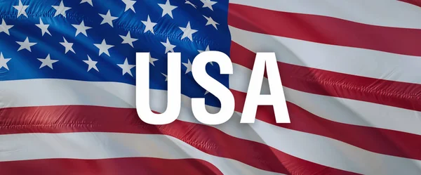 アメリカアメリカ国旗が風になびく 7月4日アメリカ国旗波背景 3Dレンダリング アメリカ国旗掲揚 手を振っています 米国のシームレスなフラグです アメリカカウンター — ストック写真