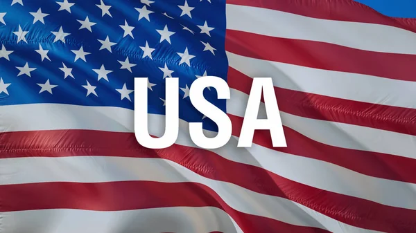 アメリカアメリカ国旗が風になびく 7月4日アメリカ国旗波背景 3Dレンダリング アメリカ国旗掲揚 手を振っています 米国のシームレスなフラグです アメリカカウンター — ストック写真