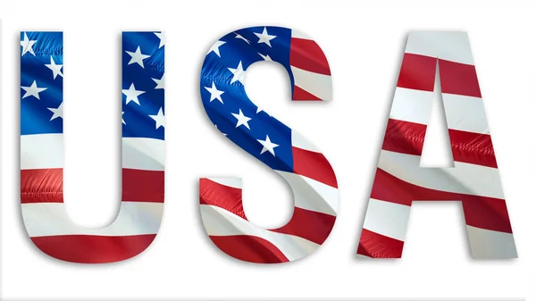 Amerikaanse Vlag Zwaaiend Windbeeld Full Amerikaanse Vlag Zwaaiend Download Rendering — Stockfoto