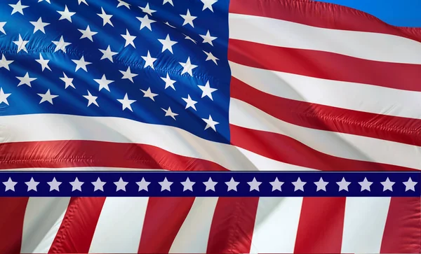 美国国旗 3D美国国旗的半背景 美国国旗近视 3D渲染 美国国旗运动Hd决议美国背景 美国纪念爱国者达的旗袍 — 图库照片