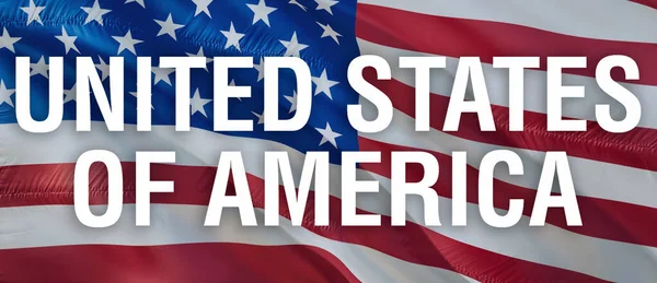 Abd Bayrağı Rüzgarda Dalgalanıyor Gerçekçi Birleşik Devletler Bayrak Arka Planı — Stok fotoğraf