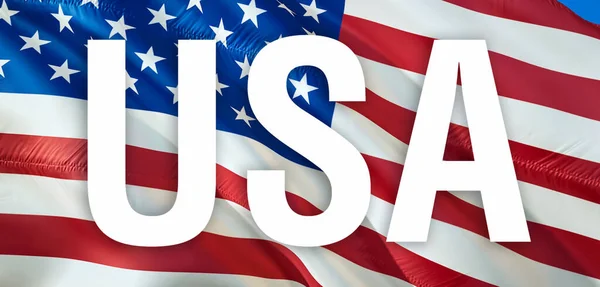 United States Flag Closeup Usa Full Image Waving Wind National — Stock Photo, Image