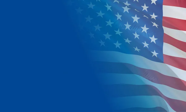 Bandeira Americana Meio Fundo Azul United States American Flag Renderização — Fotografia de Stock