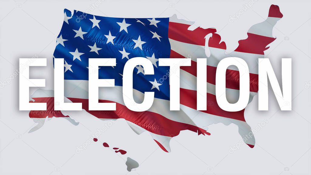 Election of US president flag 2020 waving flag for US president elections, 3d rendering. United States 3d White House flag waving. US Vote seamless animation. White House background. Vote 2020 fla