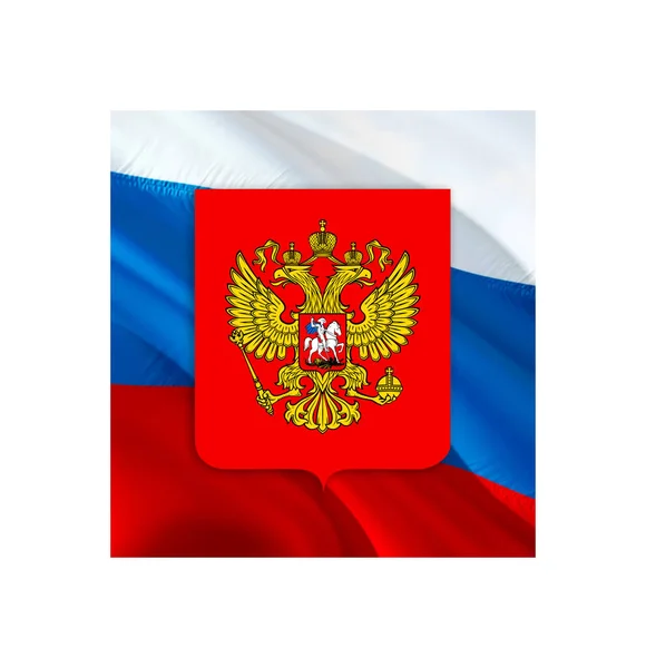 モスクワ国旗にロシア国旗の紋章が描かれている クレムリンロシアの首都モスクワの腕のコート 3Dレンダリング モスクワの紋章 ロシア大統領クレムリン サインロシア国旗 — ストック写真