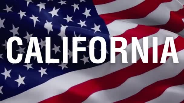 Califórnia Vídeo Bandeira Dos Estados Unidos Acenando Vento Acenando Bandeira — Vídeo de Stock