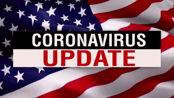 Coronavirus Aggiornamento Testo Usa Bandiera Video Sventolando Nel Vento Realistico — Video Stock