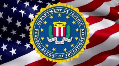 Federal Soruşturma Bürosu, ABD FBI bayrağının rüzgarda dalgalandığını gösteriyor. Ulusal Güvenlik FBI Federal Soruşturma Bürosu. ABD FBI 'ı 2 Mayıs 2019' da bayrak sallıyor.