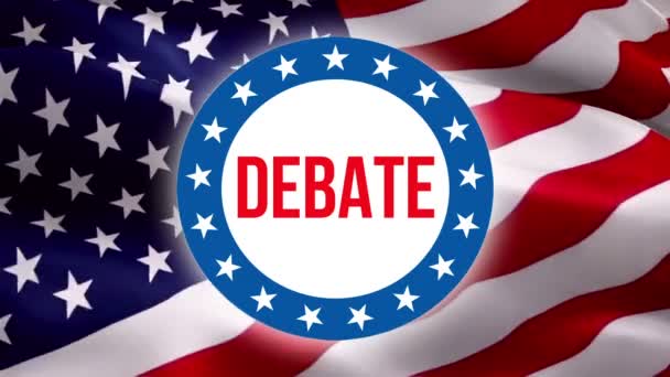 Debate Text United States Flag Background American Flag 4Th July — Stock Video