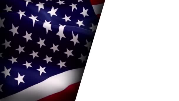 Відео Прапора Сша Махає Наполовину Білому Фоні Прапор Сполучених Штатів — стокове відео