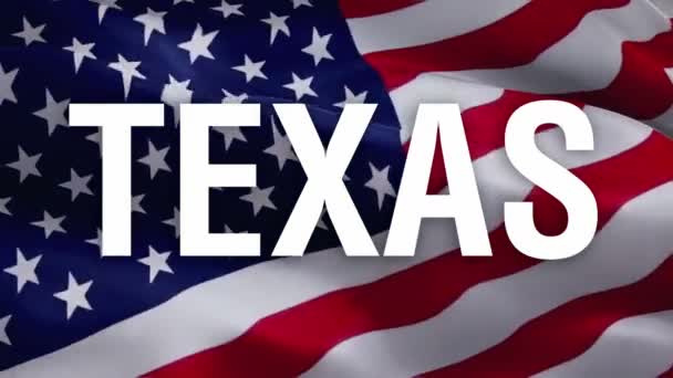 Texto Texas Video Bandera Estados Unidos Ondeando Viento Waving Flag — Vídeo de stock
