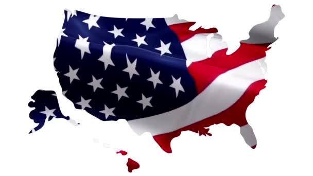 米国の国旗のビデオグラデーションの背景にマップします 3Dアメリカ国旗スローモーションビデオ アメリカ国旗閉鎖中 米国国旗運動ループHd解像度Usa背景 記念愛国者の日のための米国の旗の閉鎖ビデオ — ストック動画