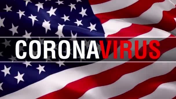 Stati Uniti Che Sventolano Bandiera Con Coronavirus Text Coronavirus Pericolo — Video Stock