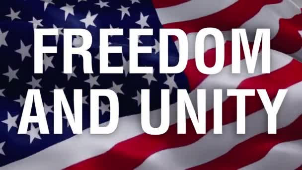 Testo Libertà Unità Sullo Sfondo Della Bandiera Degli Stati Uniti — Video Stock