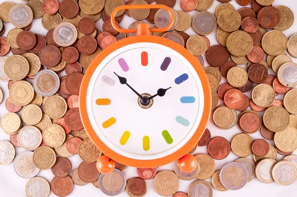 Imagen Concepto Dinero Negocios Idea Reloj Monedas — Foto de Stock