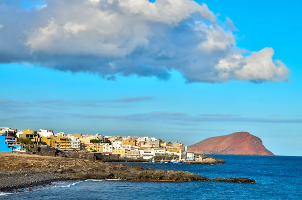 Západ Slunce Atlantském Oceánu Horou Pozadí Medano Tenerife Kanárské Ostrovy — Stock fotografie