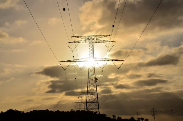 Pylon Energia Elettrica Della Torre Trasmissione Alta Tensione — Foto Stock