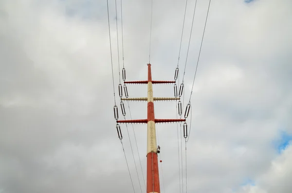 Pylon Energia Torre Transmissão Elétrica Alta Tensão — Fotografia de Stock