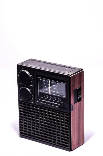 Old Retro Vintage Radio White Background — стоковое фото